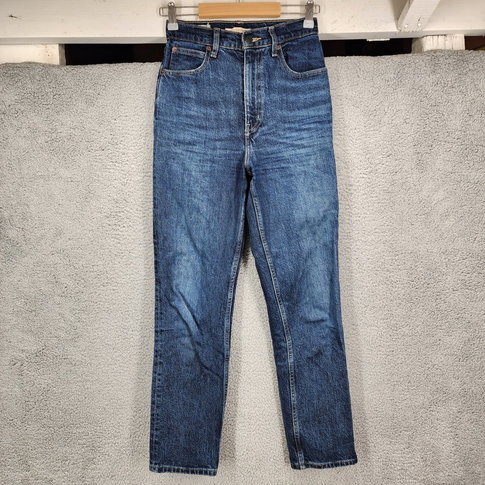 Levi's 70s High Slim Straight Jeans Dark Wash Blue Denim Womens Size 25